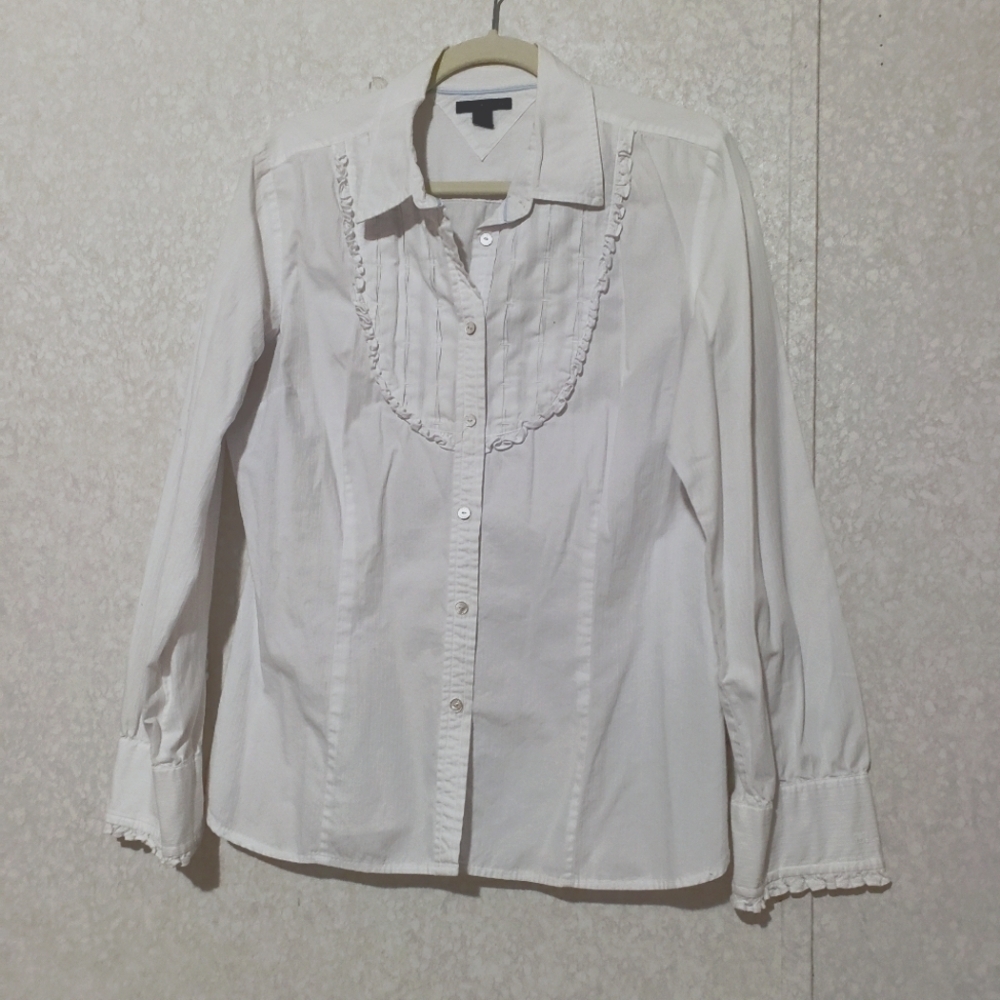 TOMMY HILFIGER...Elegant White Women's...BUTTON UP SHIRT ...SIZE:L